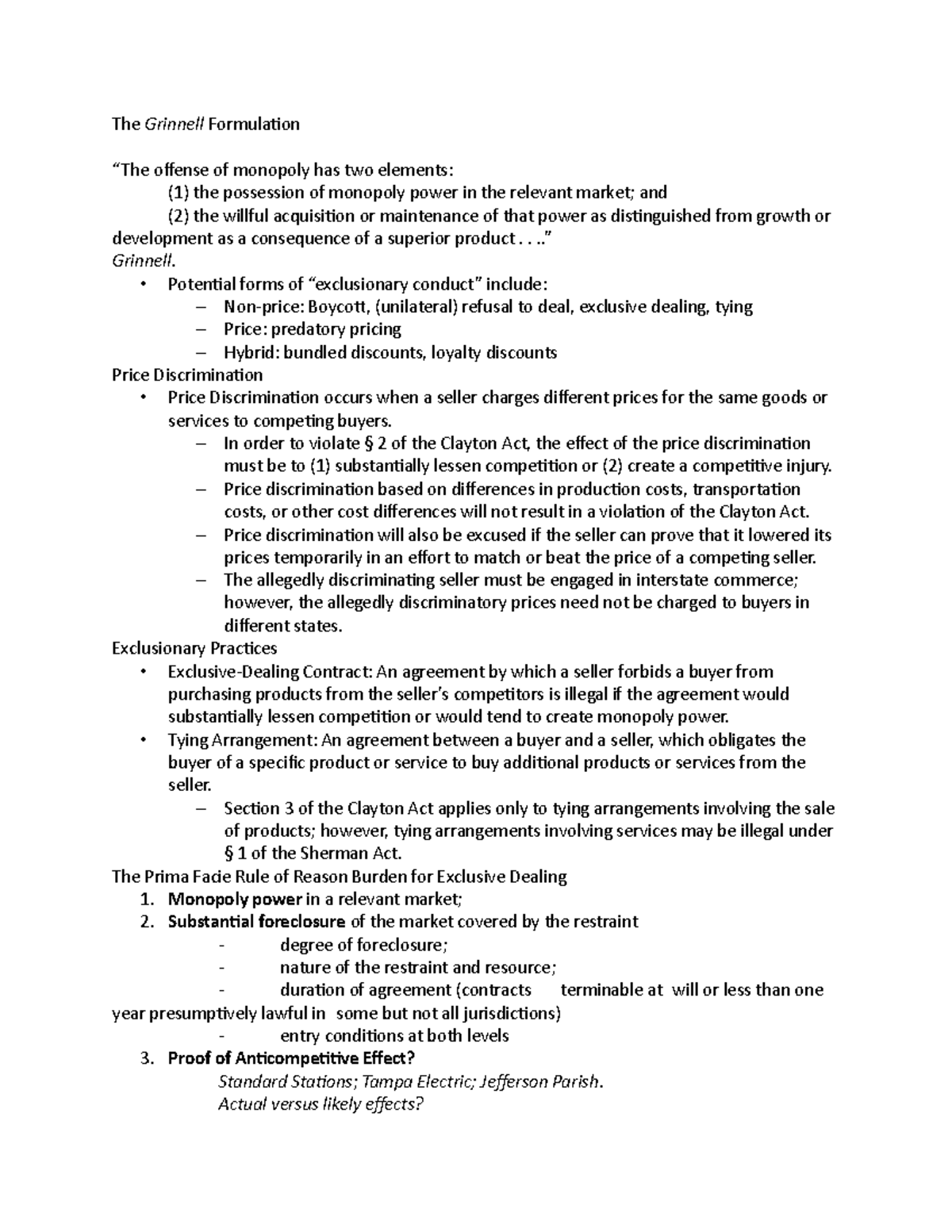 Antitrust 4 - Course notes taught by Dr. Vassallo - The Grinnell ...