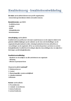 Integrale Kwaliteitszorg - Samenvatting Theorie - Theorie Integrale ...