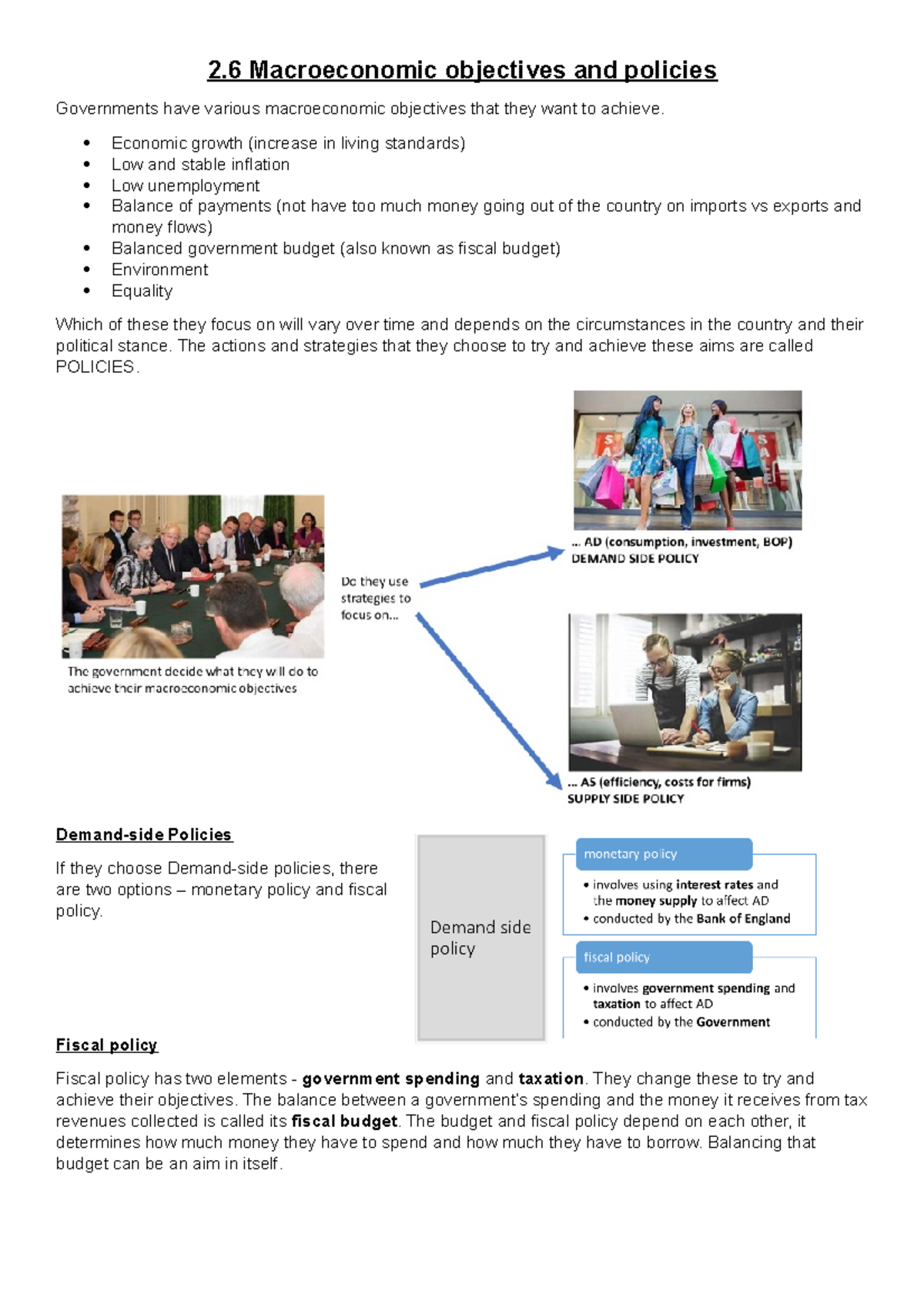 Policies - a level - 2 Macroeconomic objectives and policies ...