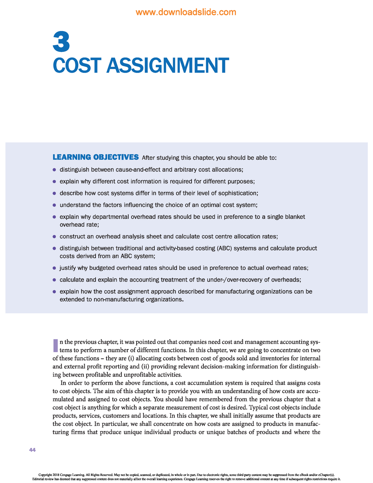 cost assignment purpose