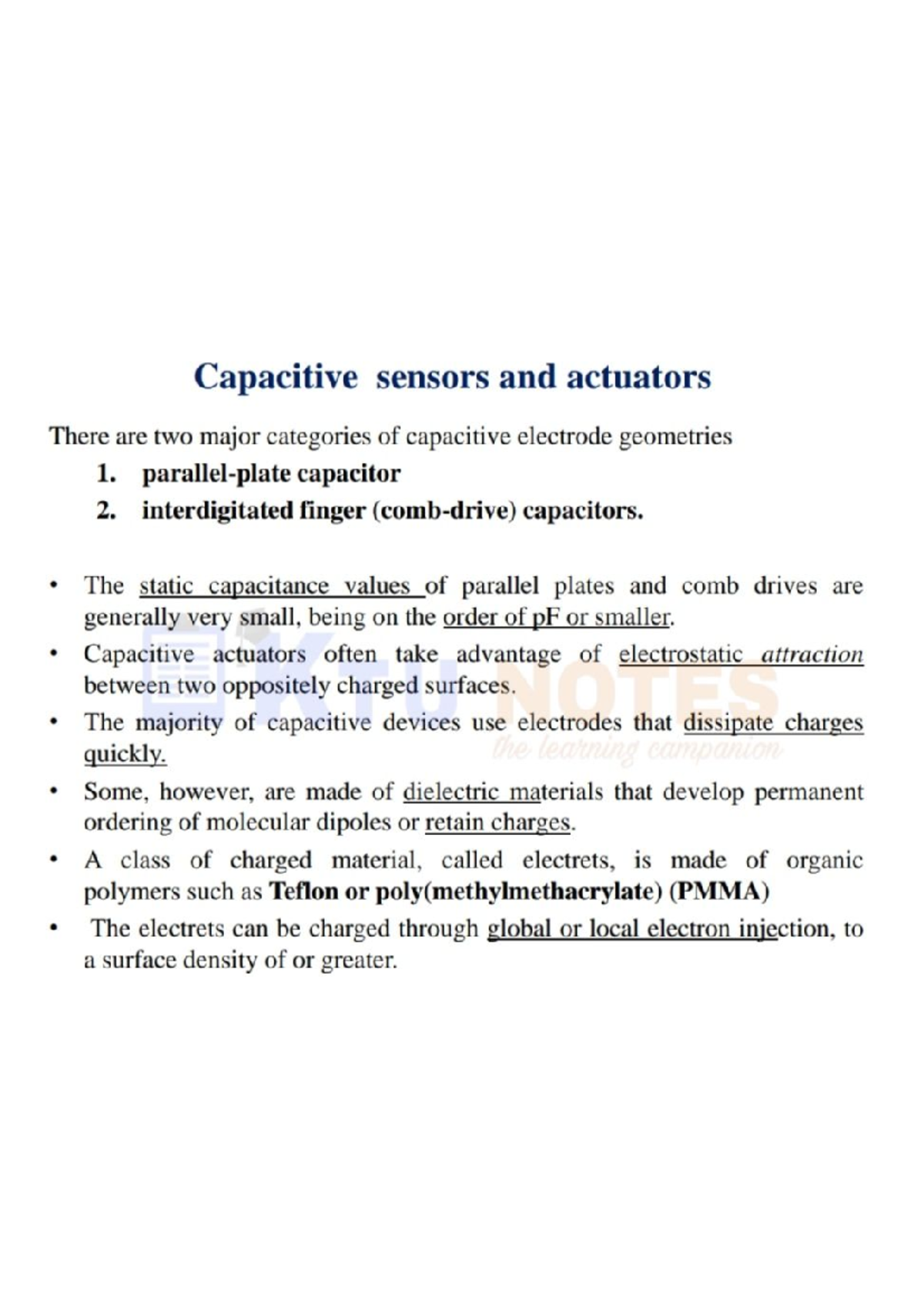 Capacitive sensors and actuator MEMS Studocu