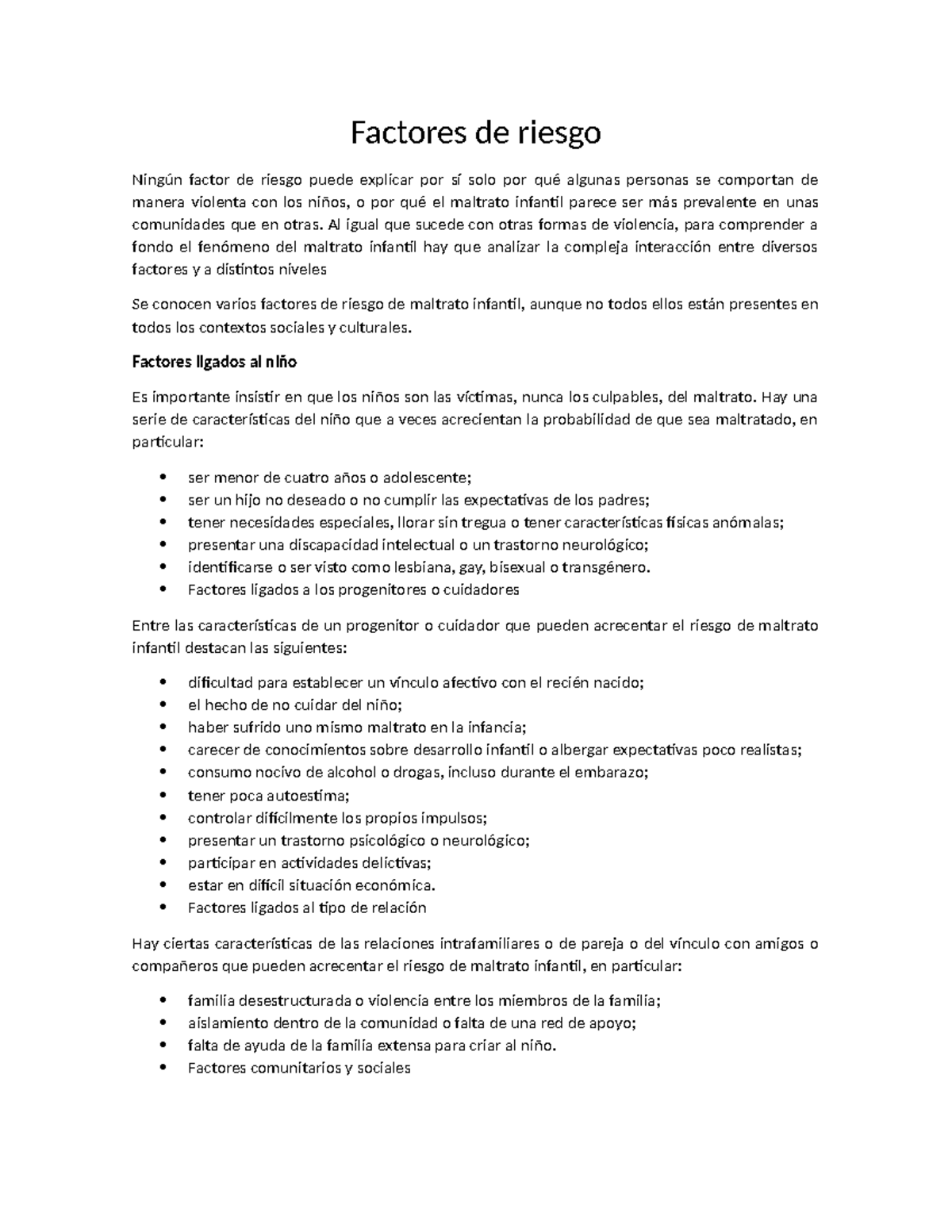 Factores de riesgo - exposiciones - Factores de riesgo Ningún factor de ...