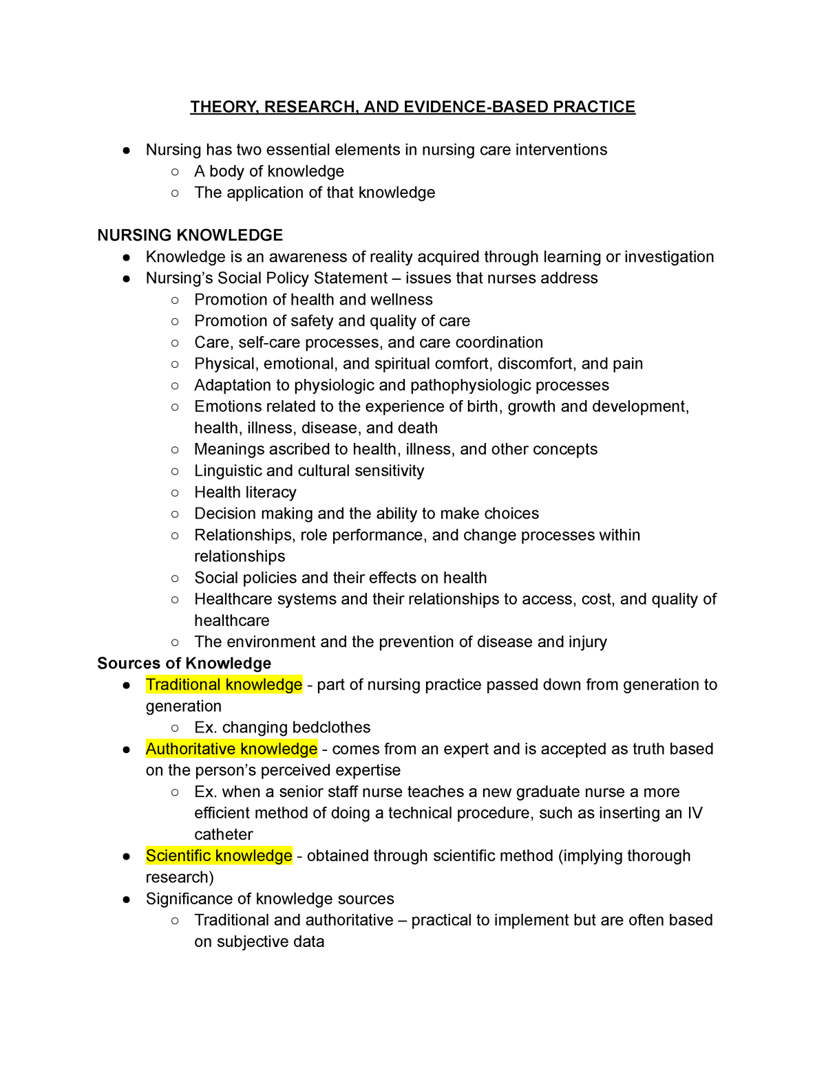 chapter 2 theory research and evidence based practice