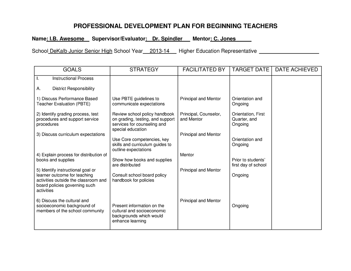 for teachers professional development goals