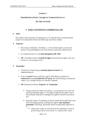 Passing Property in Specific Goods - Commercial Law Lecture 4 ...