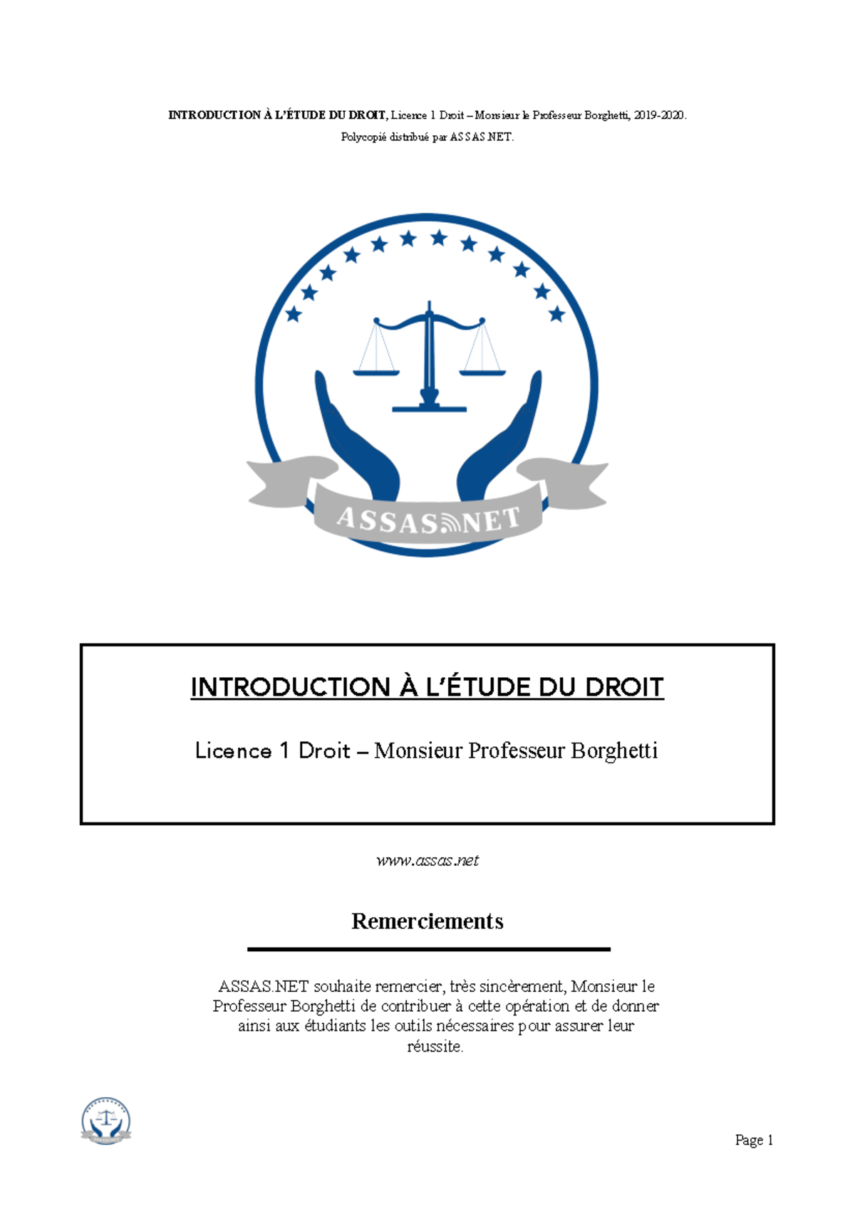 Droit Civil Cours - INTRODUCTION À L’ÉTUDE DU DROIT, Licence 1 Droit ...