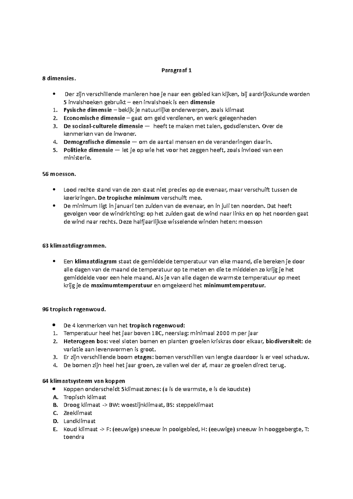 Aardrijkskunde Basisboeknummers Samenvatting - Paragraaf 1 8 Dimensies ...