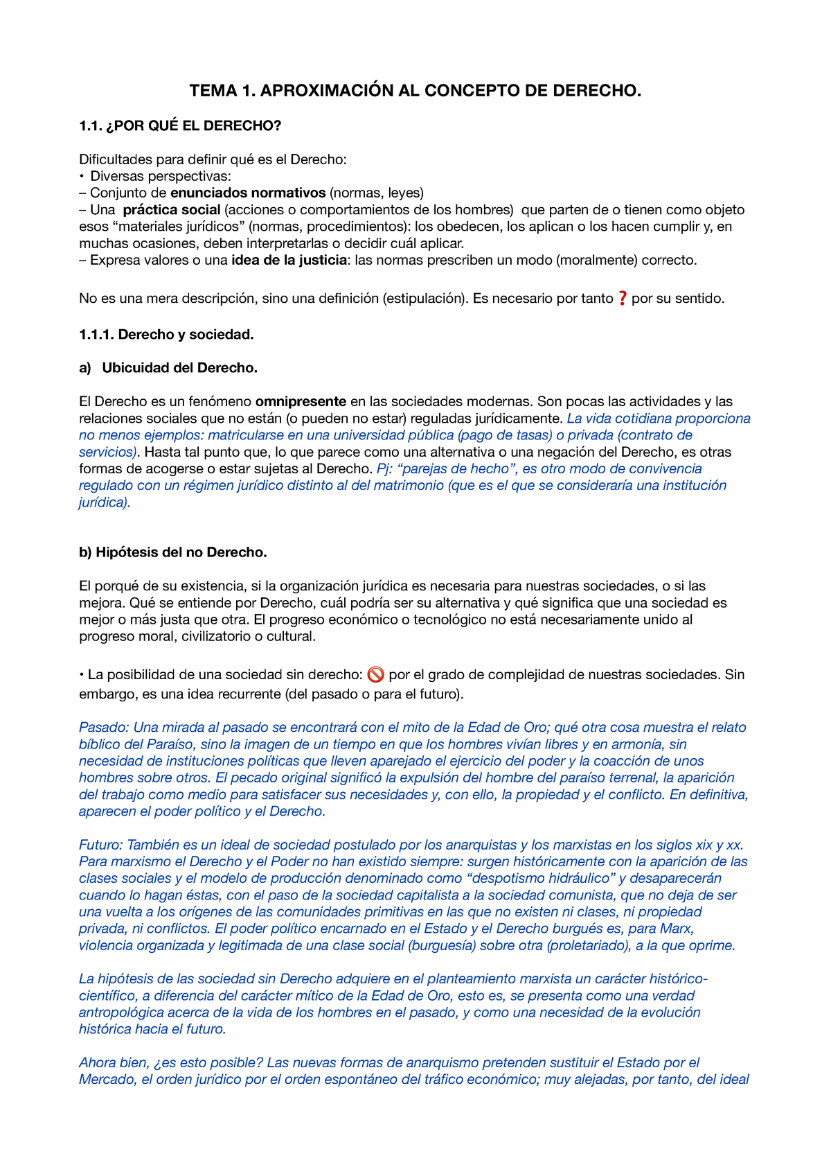 Tema 1, Teoría Del Derecho - TEMA 1. APROXIMACIÓN AL CONCEPTO DE ...