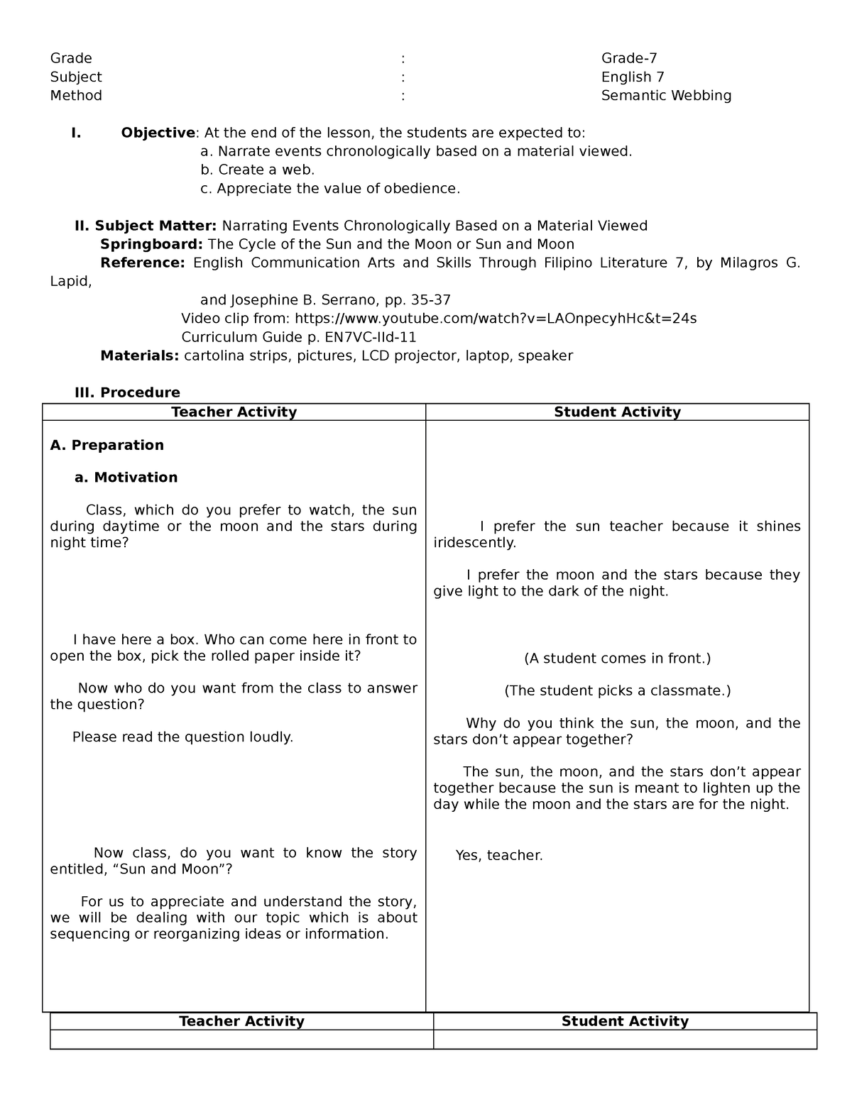 Semantic Webbing - Statistics - Grade : Grade- Subject : English 7 ...