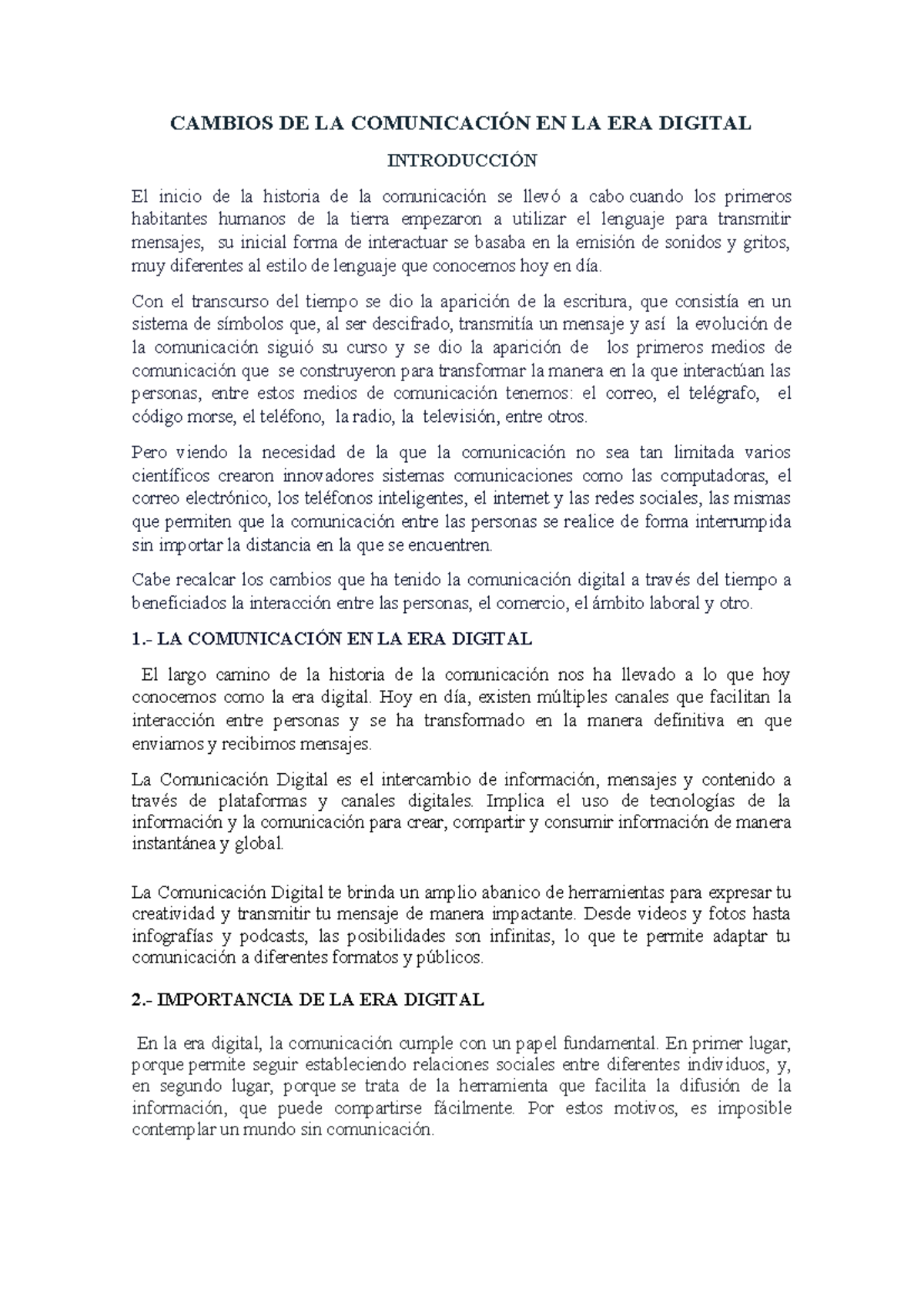 Cambios DE LA Comunicación EN LA ERA Digital - CAMBIOS DE LA ...