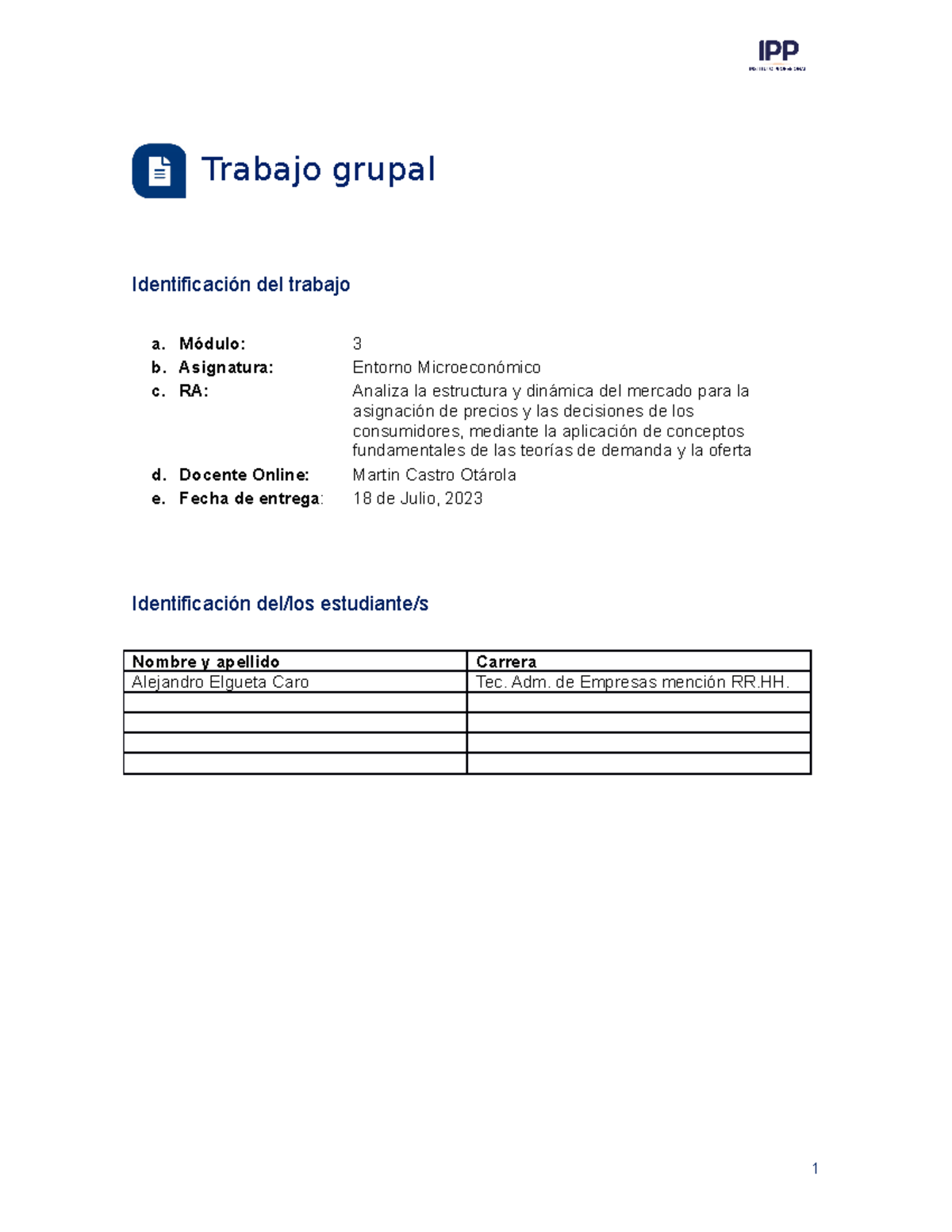 Alejandro Elgueta TGM3 Entorno Microeconomico - Trabajo Grupal ...