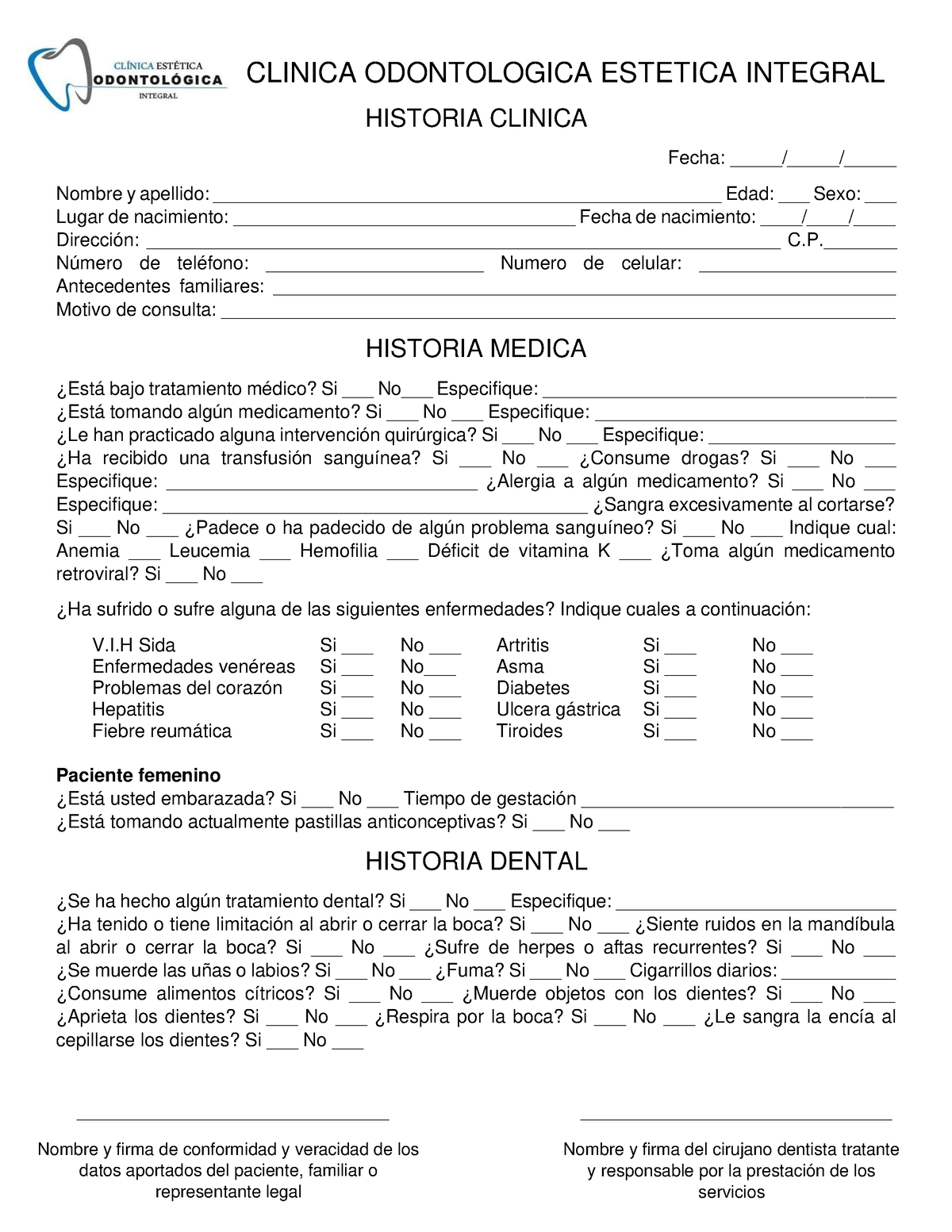 Formato De Historia Clinica Odontologica Pdmrea 61288 5744