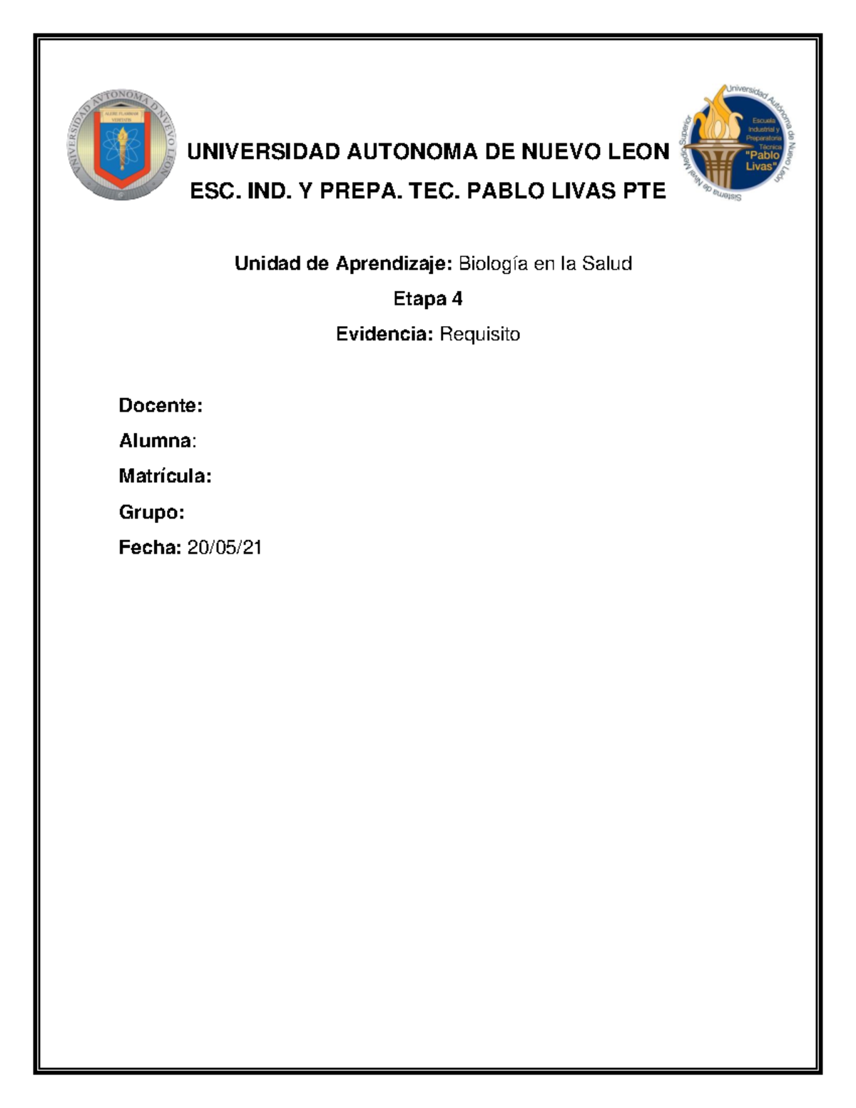 Actividad de requisito etapa 4 - UNIVERSIDAD AUTONOMA DE NUEVO LEON ESC ...