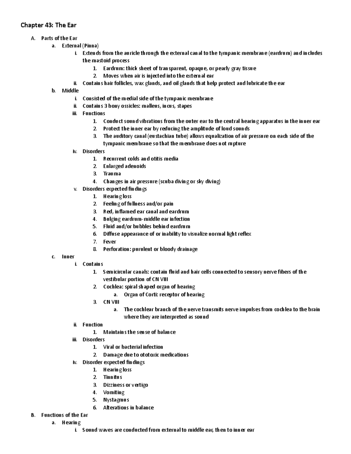 Ear - Ear diseases - Chapter 43: The Ear A. Parts of the Ear a ...