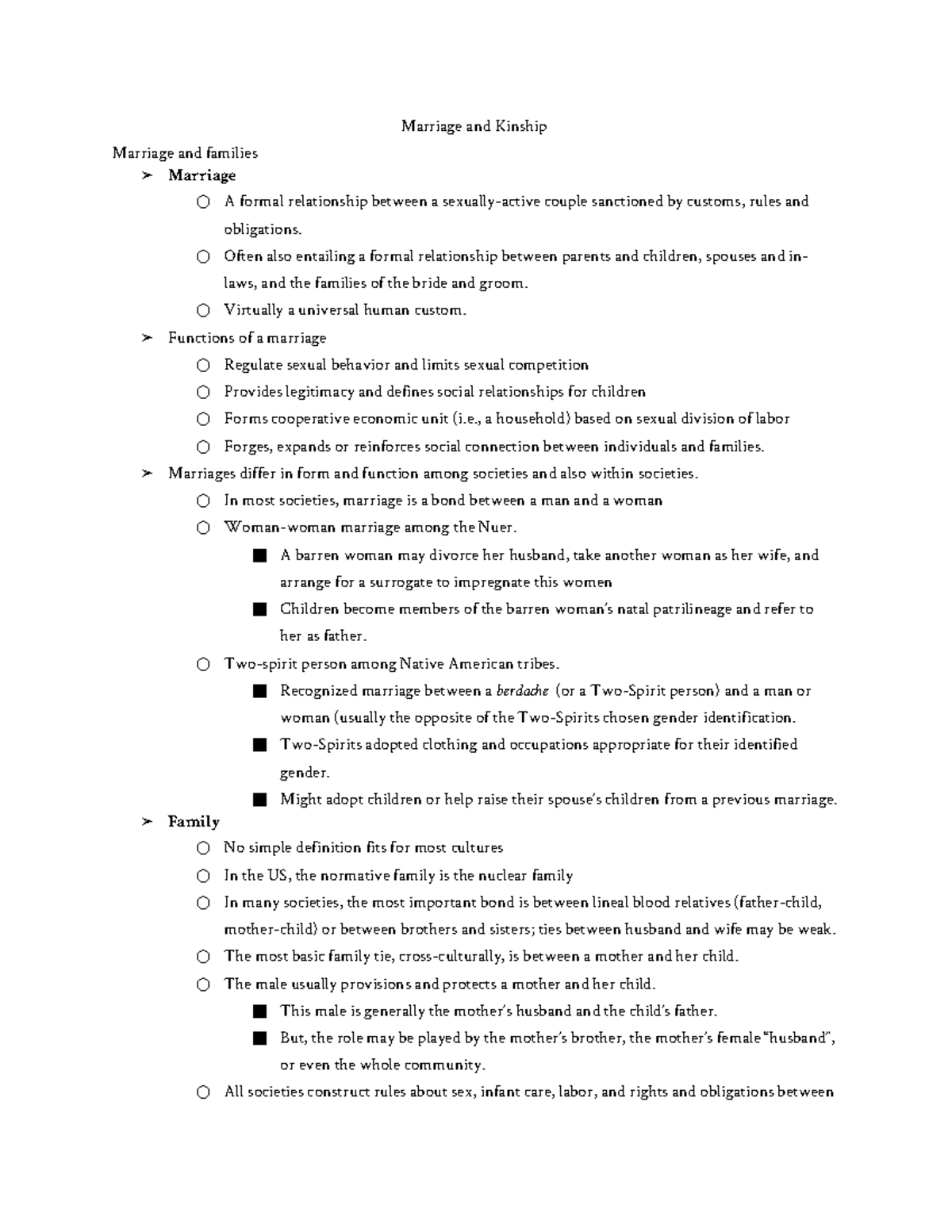 Exam 2 Marriage and Kinship - Marriage and Kinship Marriage and ...