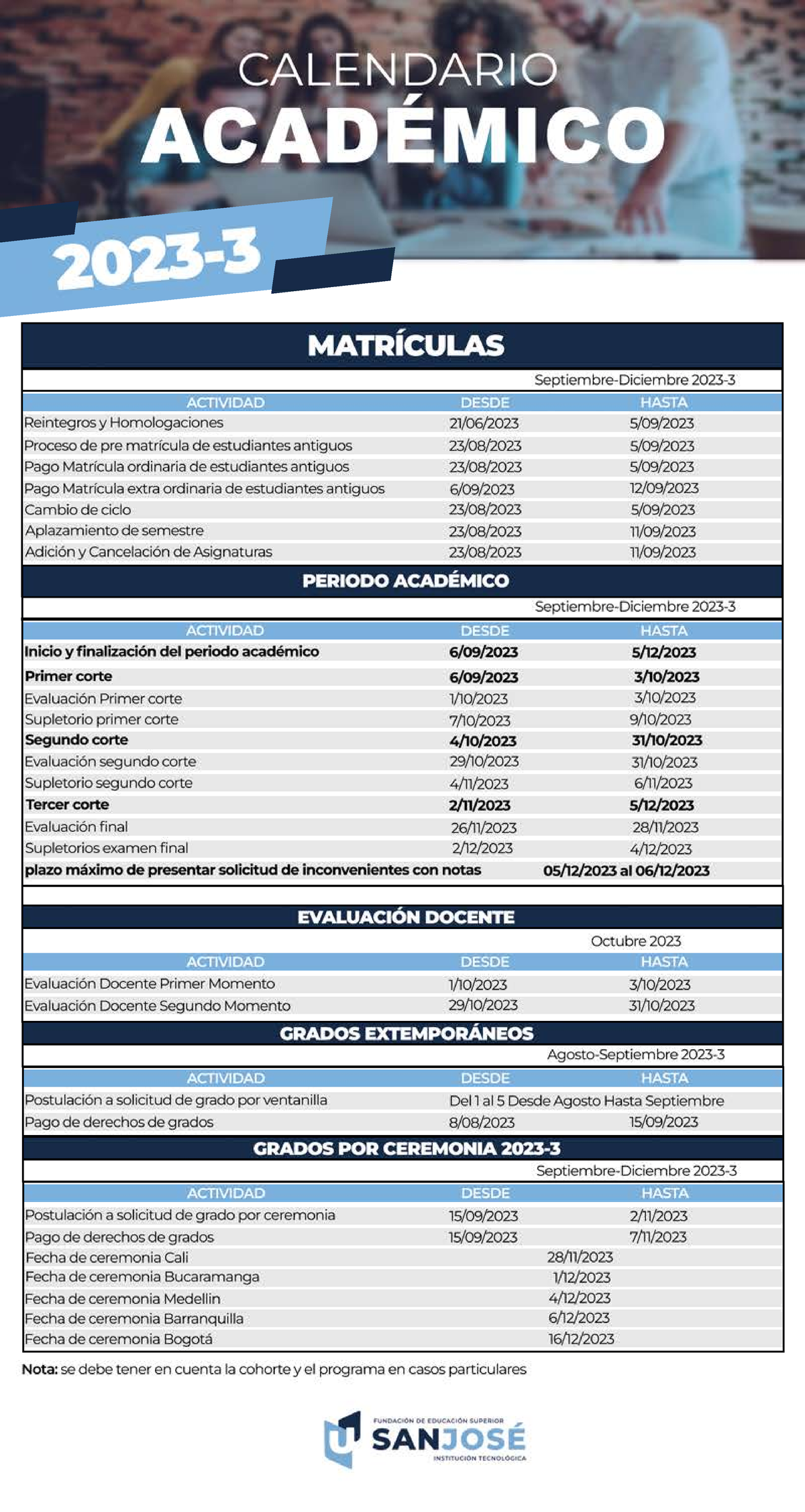 Calendario academico 2023-3
