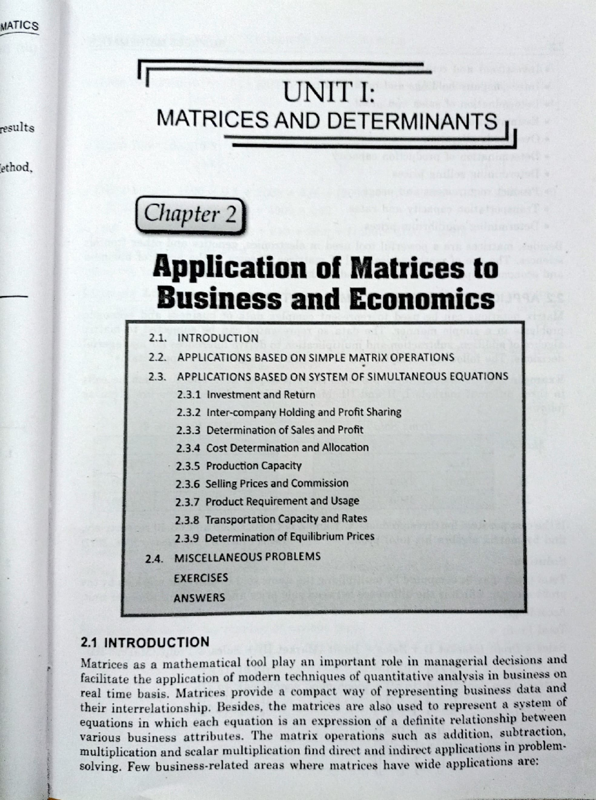 Applications Matrices - Business Mathematics - Studocu