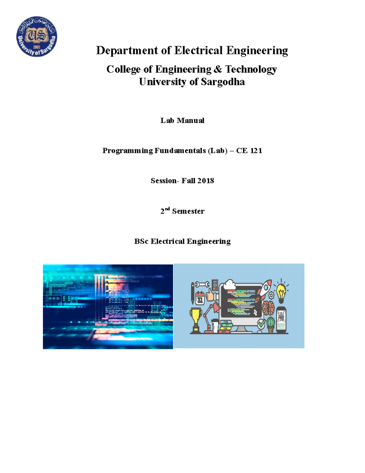 Programming Fundamentals Lab Manual CE-121 - SU - Studocu