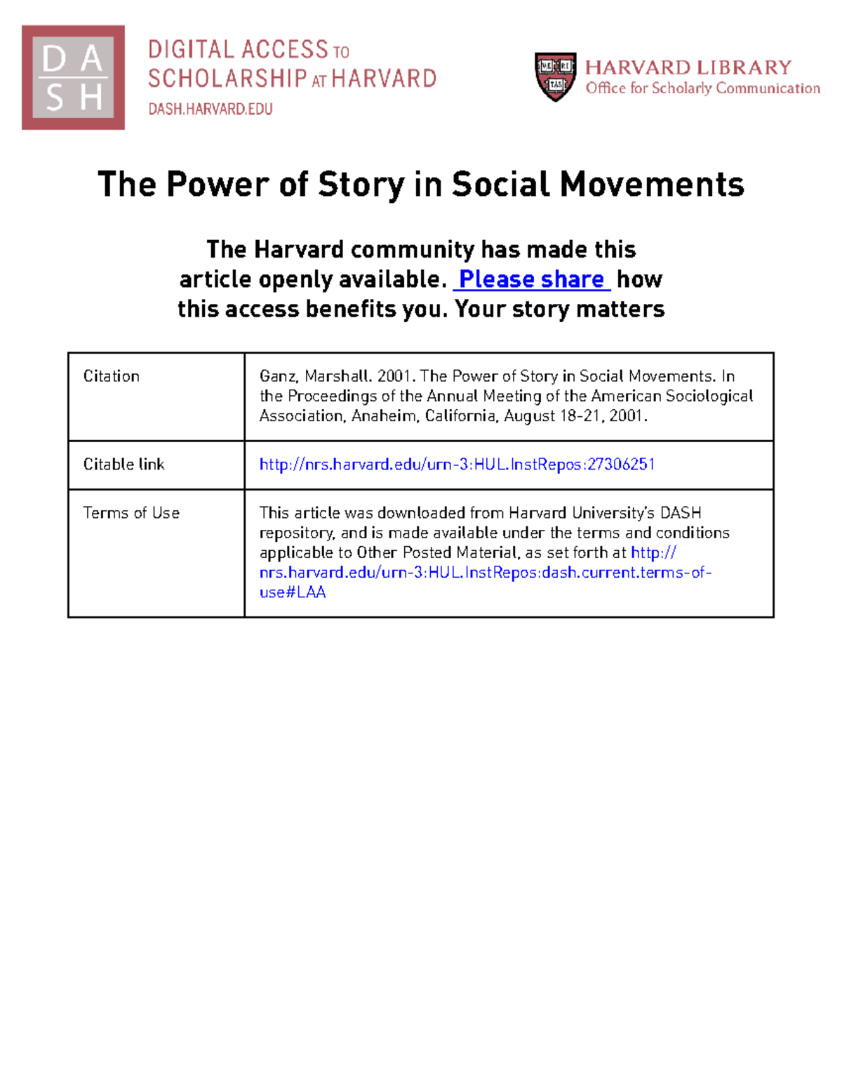 the power of story in social movements