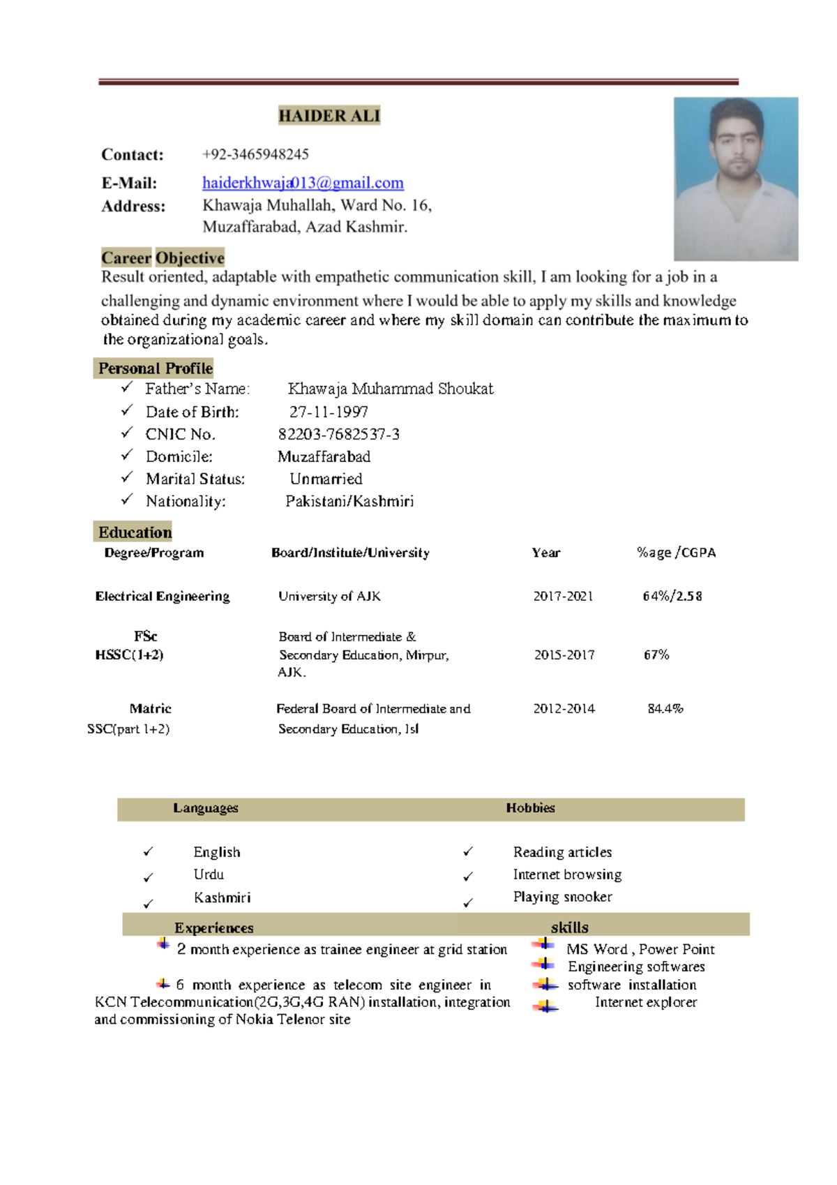 Haider CV pdf - I want this solution manual very badly in order to ...