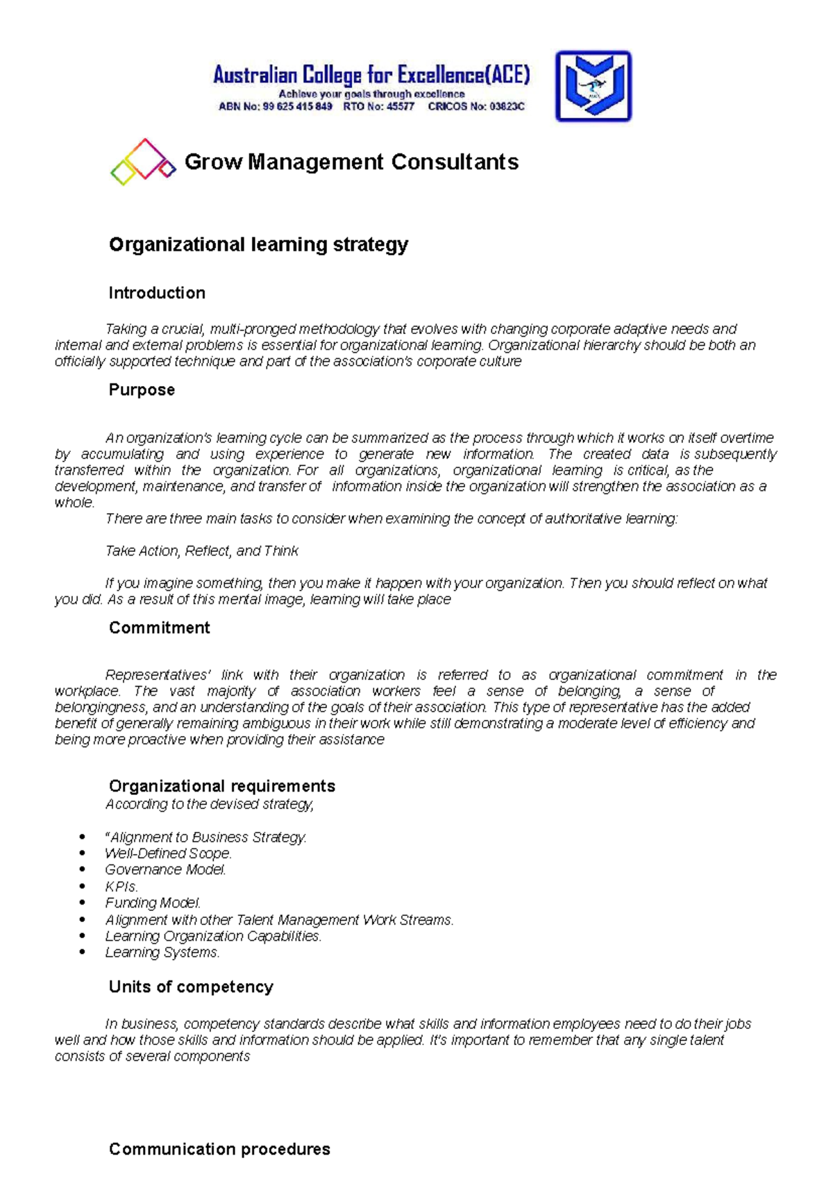 Organizational learning strategy - Grow Management Consultants ...