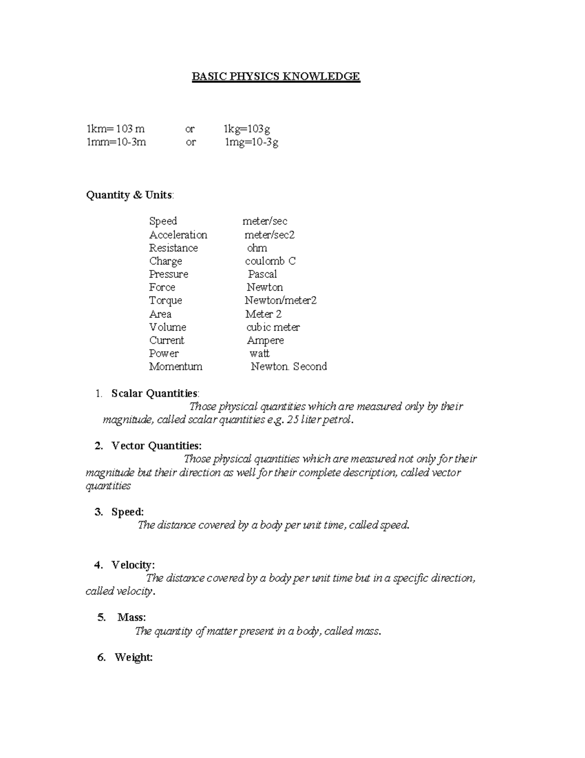 PAF Basic Physics-1 1 - Physics important mcqs - BASIC PHYSICS ...