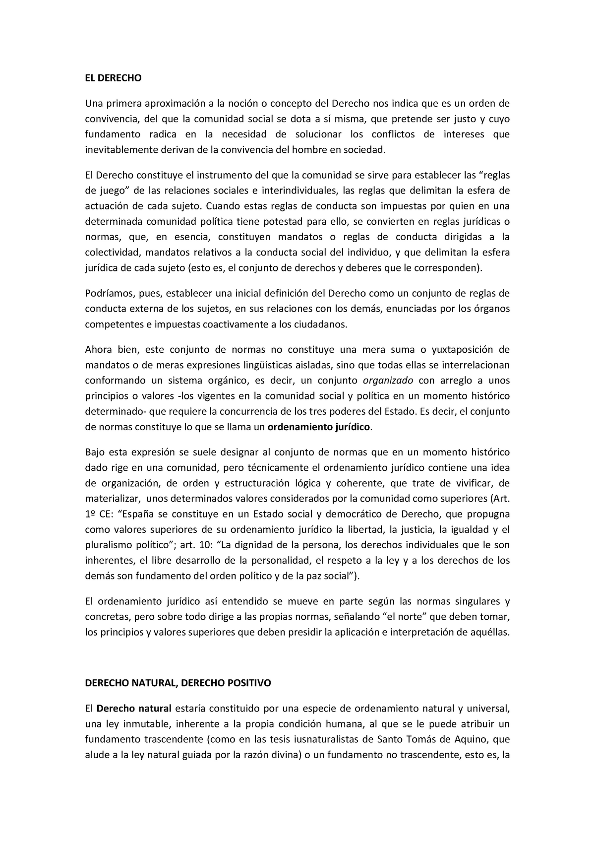 Tema 1 Introducción al Derecho - EL DERECHO Una primera aproximación a ...