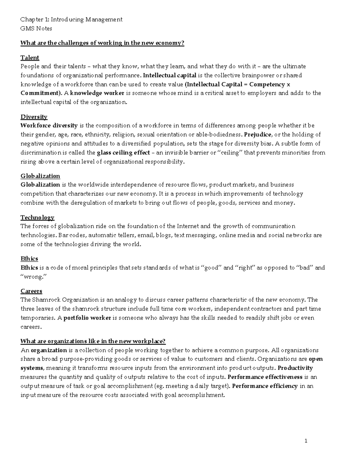 Summary Management - final exam notes - Chapter 1: Introducing ...