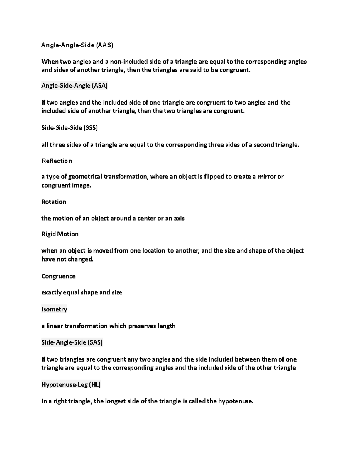 Angle 2008 - WORK - Angle-Angle-Side (AAS) When two angles and a non ...