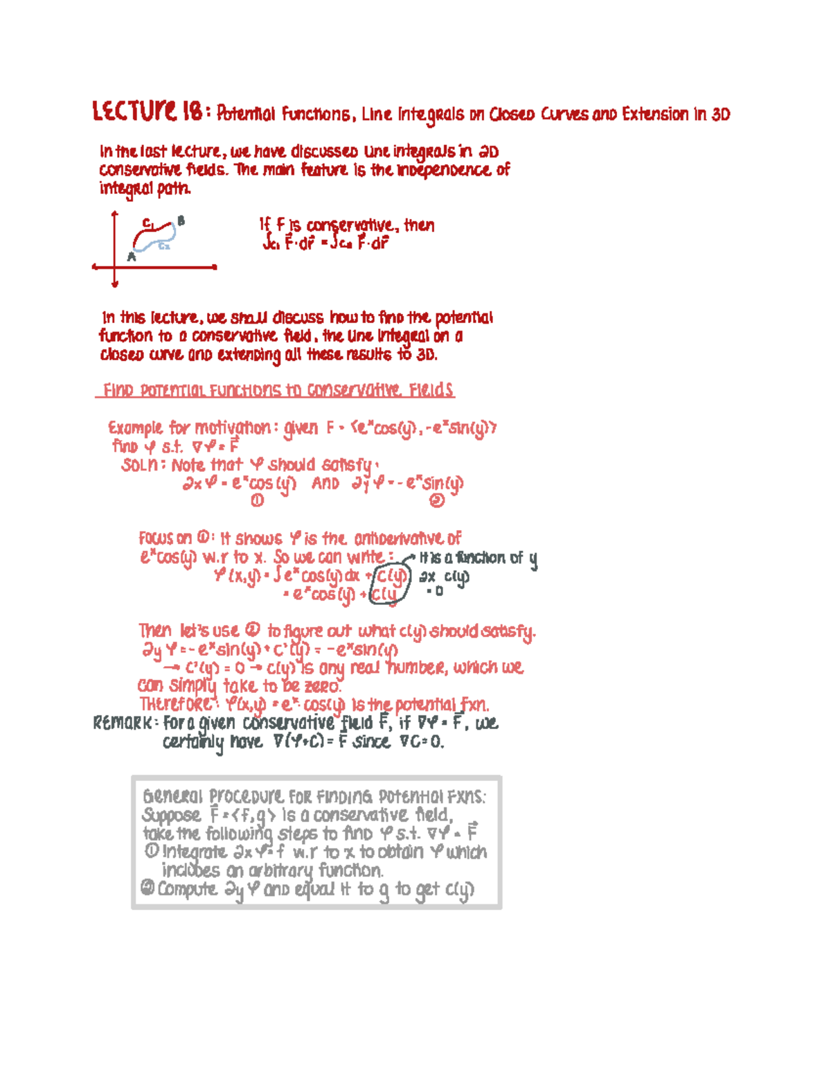 Potential functions - ####### LECTURE 18 Potential functionsLine ...
