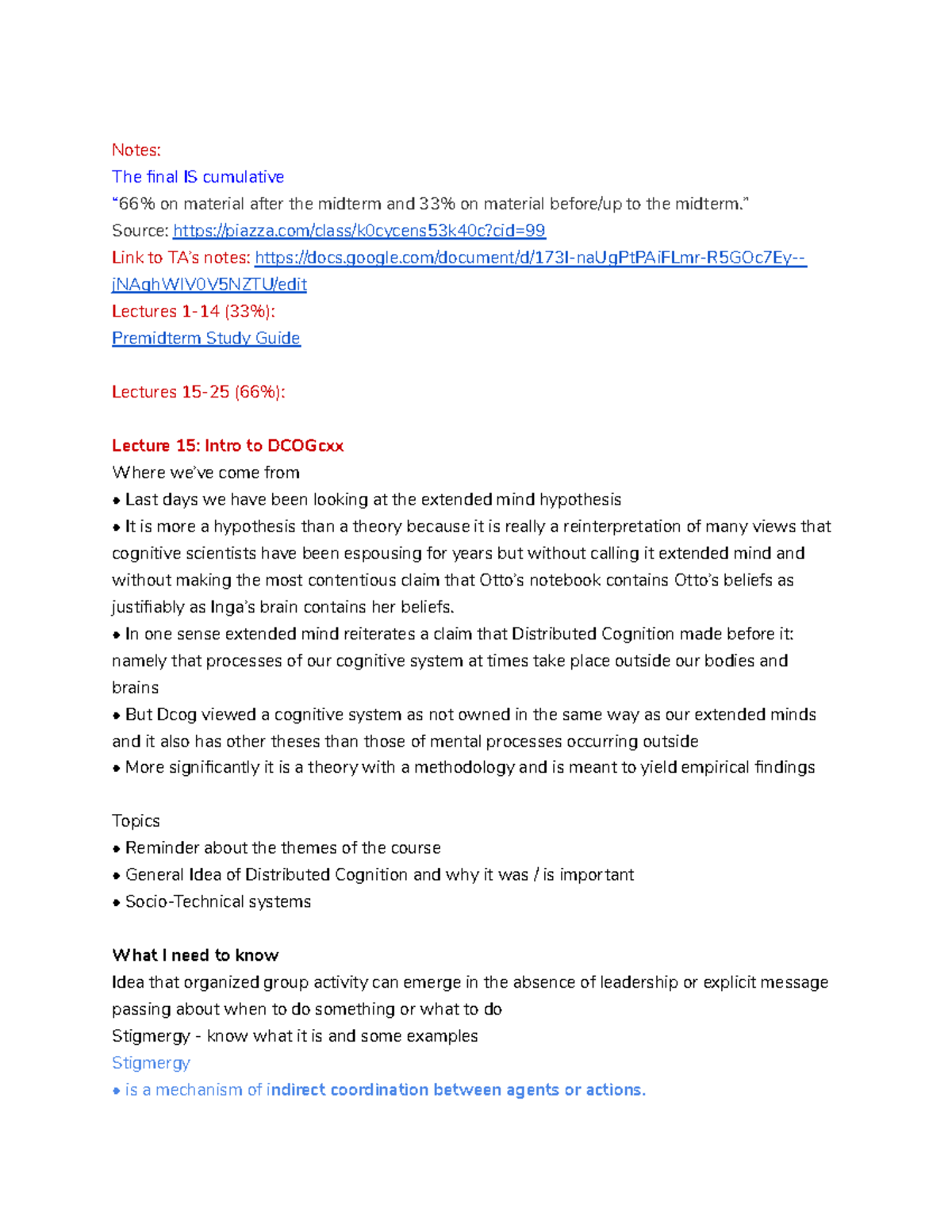 COGS 100 Final Study Guide - Notes: The final IS cumulative “66% on ...