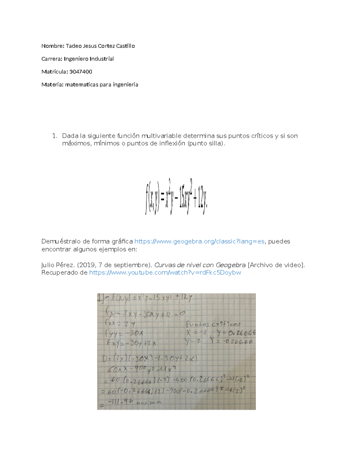 Matematicas Igenieria Evidencia 2 2 - Nombre: Tadeo Jesus Cortez ...