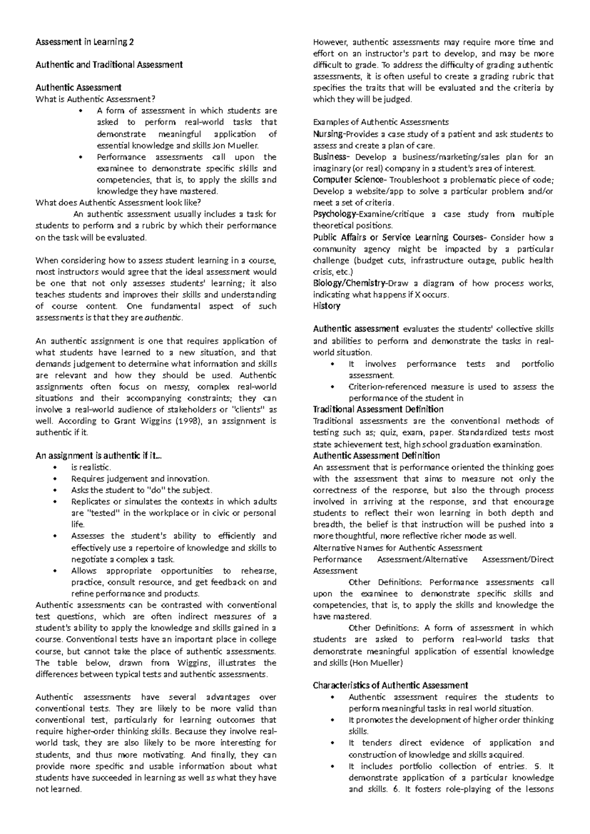 Assessment-Reviewer-Compilation - Assessment in Learning 2 Authentic ...