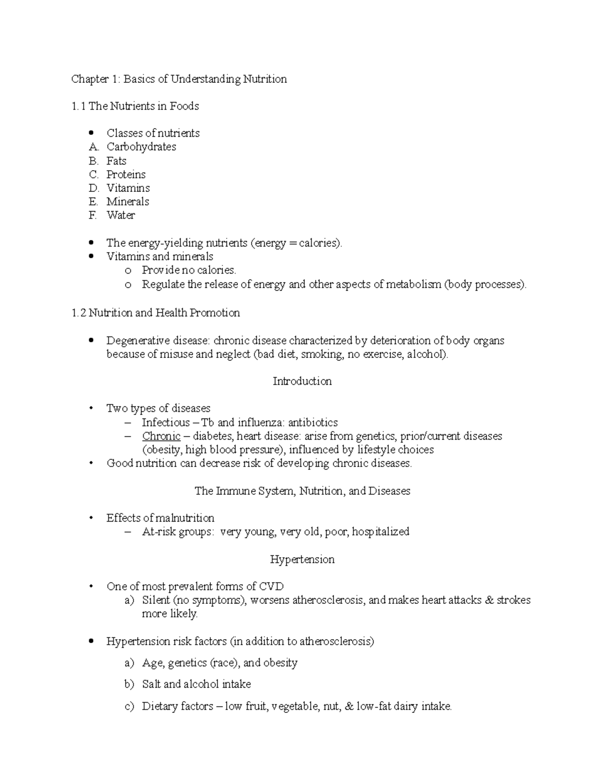 Chapter 1 Outline - Chapter 1: Basics Of Understanding Nutrition 1 The ...