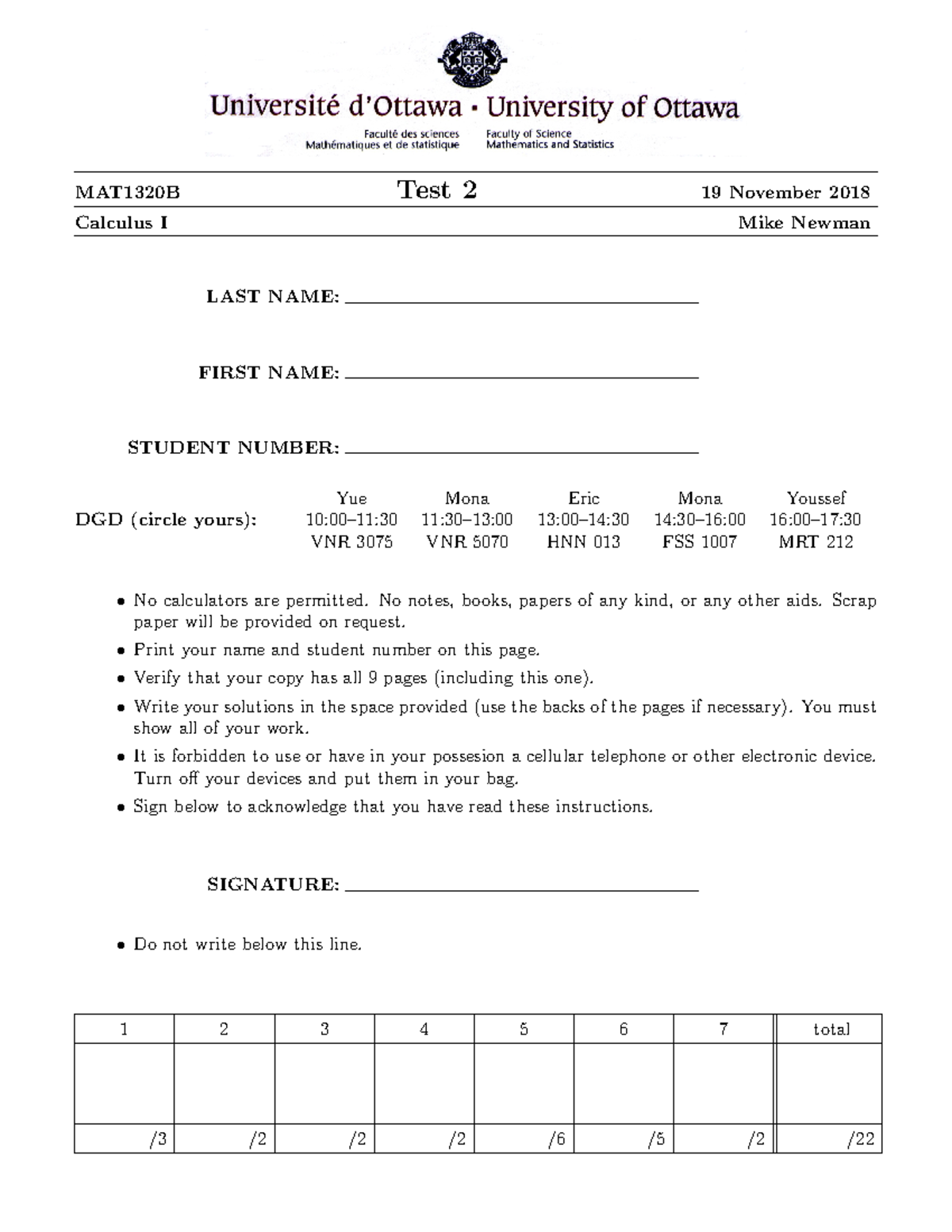 Sample/practice exam 2018, questions - MAT1320B Test 2 19 November 2018 ...