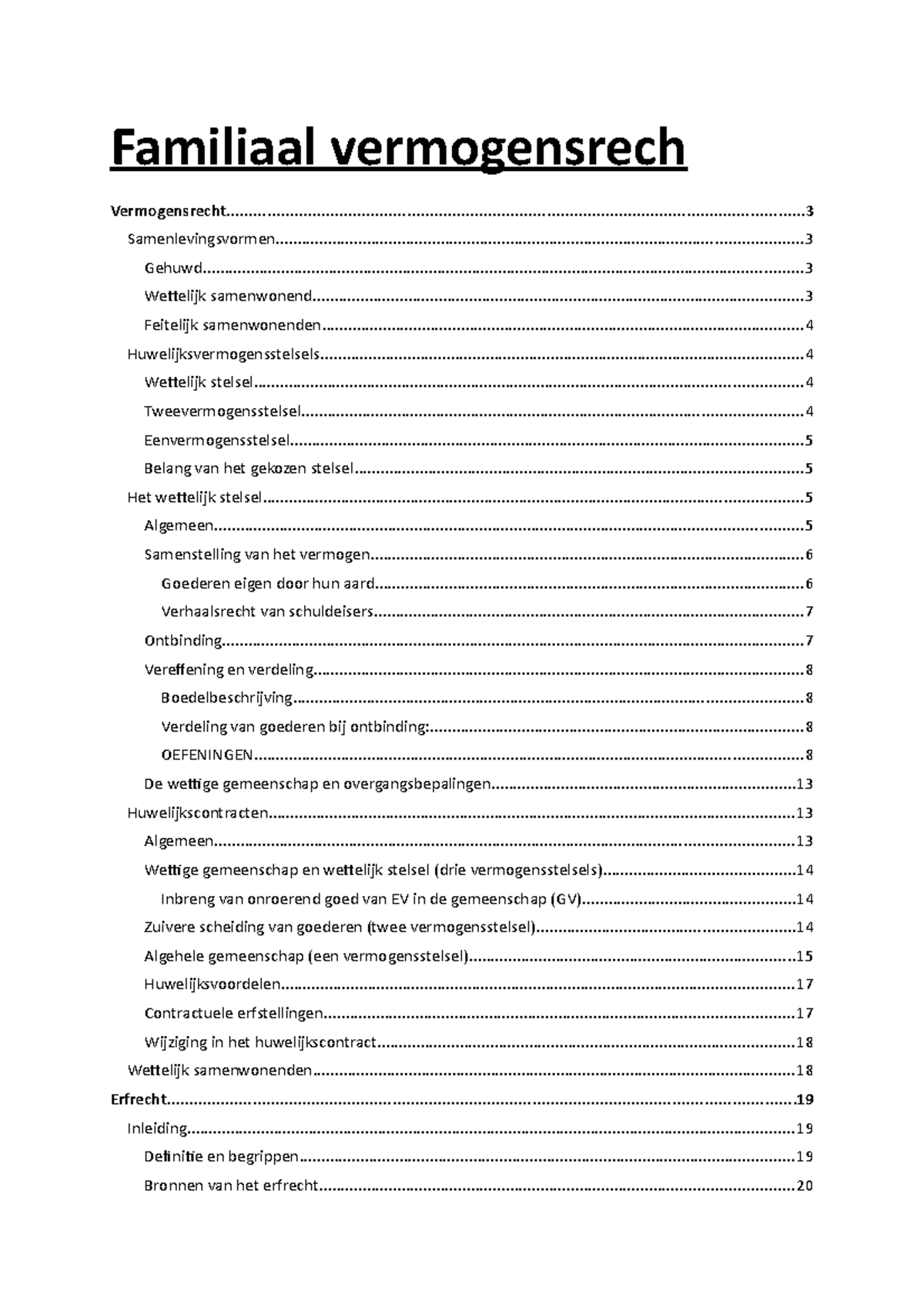 Samenvatting - Familiaal Vermogensrecht - Familiaal Vermogensrech - Studocu