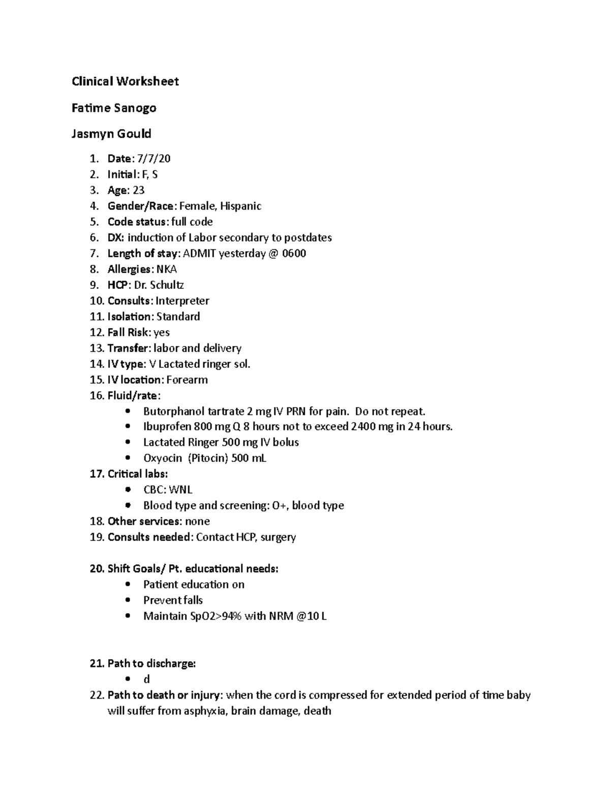 Fatime Sanogo Concept Map Clinical Worksheet Fatime Sanogo Jasgou 1752 - Clinical Worksheet Fatime  Sanogo Jasmyn Gould Date: - Studocu