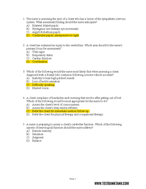 Chapter 15-Assessing Head & Neck Practice Study Guide - Page 1 The ...