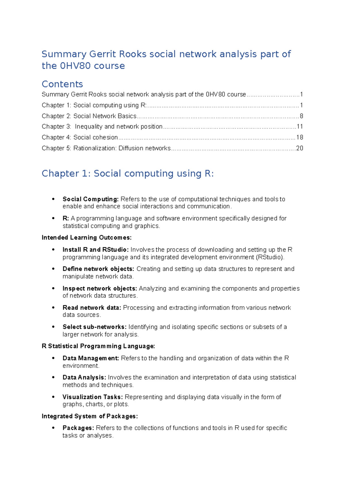 Summary Gerrit Rooks social network analysis 0HV80 ...