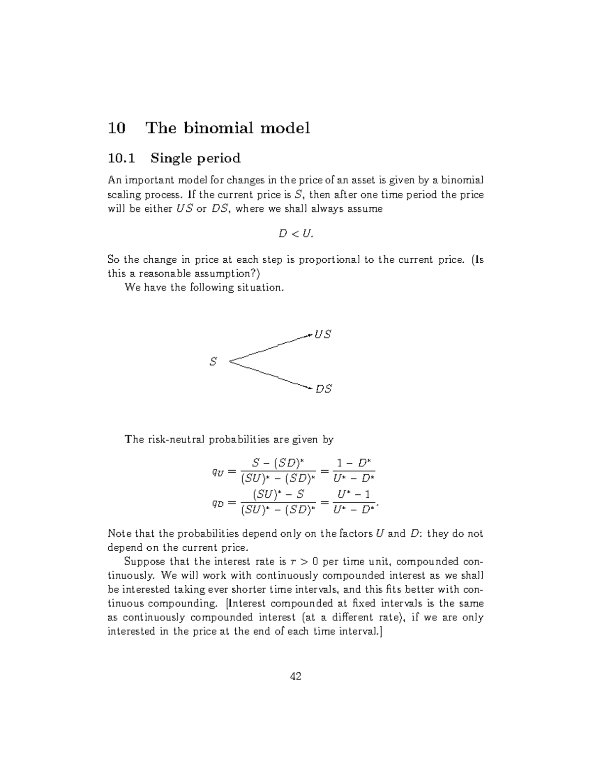 4 - Useful - 10 The binomial model 10 Single period An important model ...