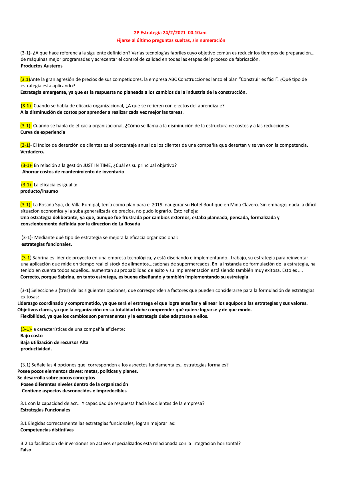 Preguntero 2 Parcial Estrategia B - 2P Estrategia 24/2/2021 00 Fijarse ...