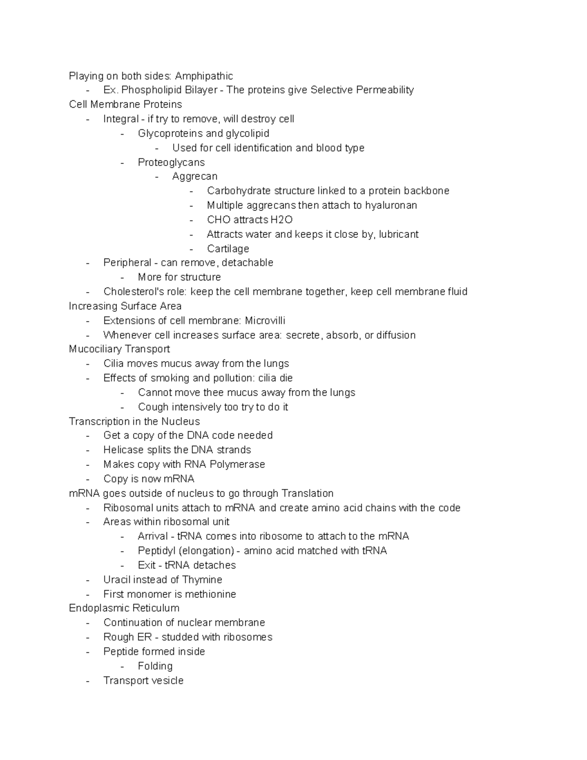 Chapter 3 Notes - Playing on both sides: Amphipathic - Ex. Phospholipid ...