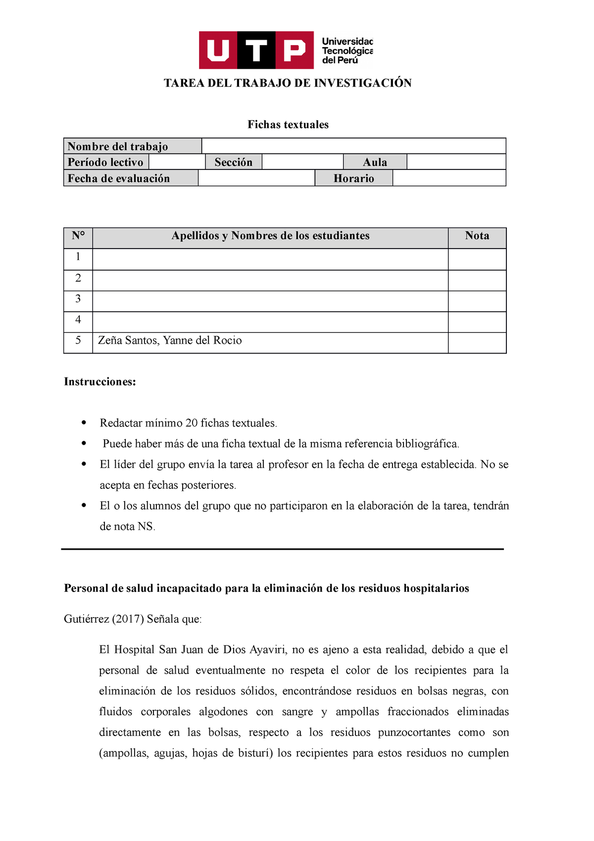 Formato De Entrega De Tarea De Fichas Textuales Tarea Del Trabajo De InvestigaciÓn Fichas 8448