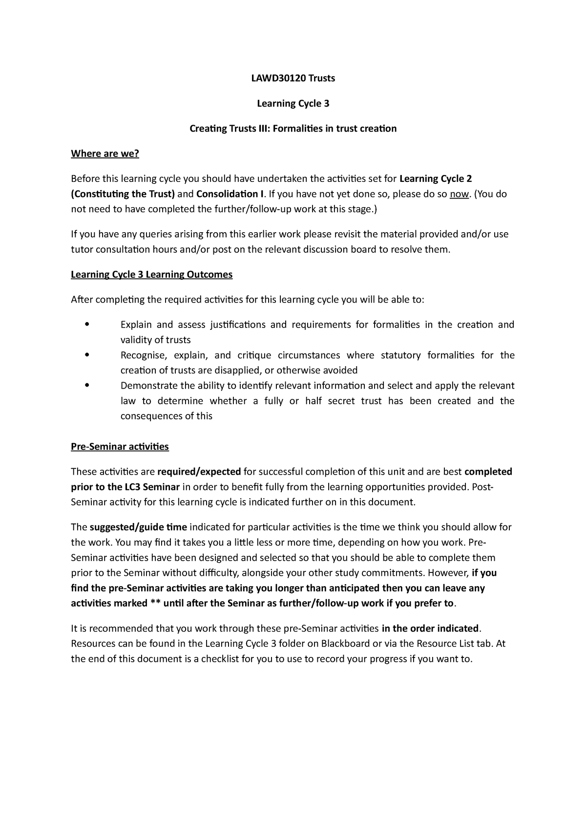 Trusts Learning Cycle 3 Worksheet 22-23 - LAWD30120 Trusts Learning ...