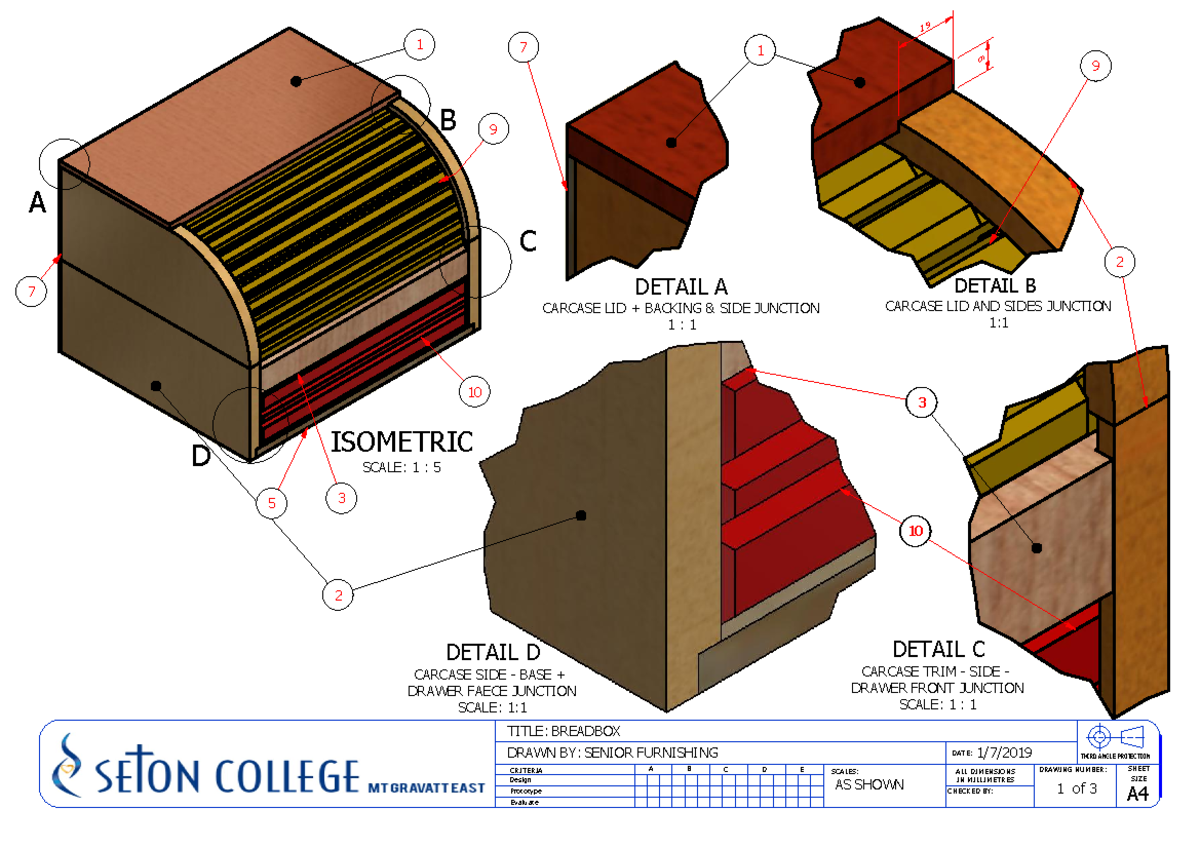 Breadbox drawing - ISOMETRIC SCALE: 1 : 5 DETAIL C CARCASE TRIM - SIDE ...