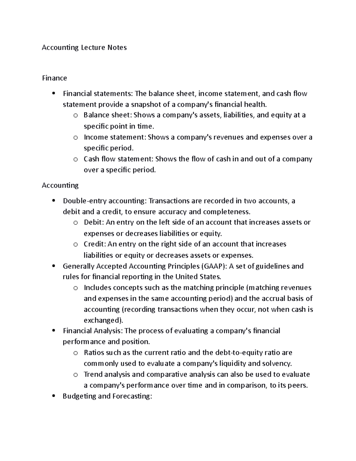 Accounting Lecture Notes - Accounting Lecture Notes Finance Financial ...