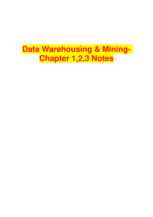 DWDM notes 1 2 3 hello Data Warehousing Mining Chapter