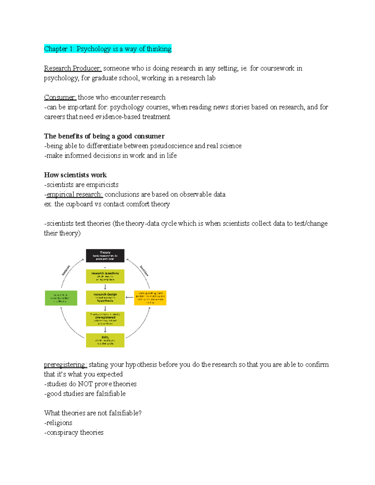 HDFS2300 EXAM 1 Chapter 1 Psychology is a way of thinking Research