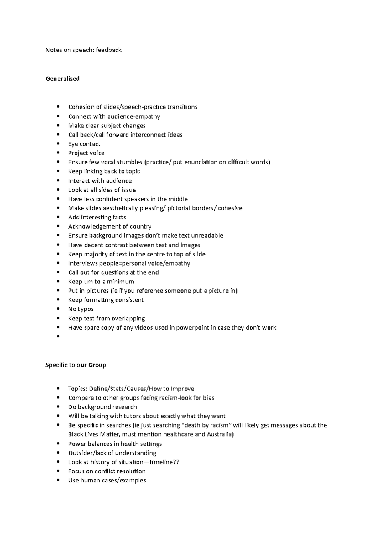 Notes on speech - Studocu