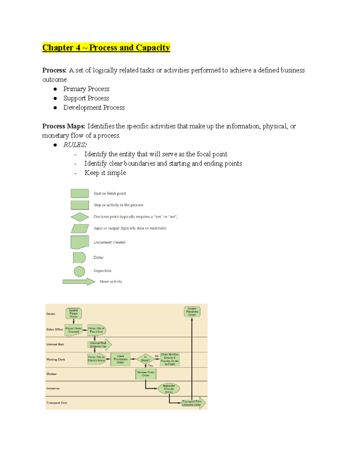 SCM Notes ~ Exam 2 - Chapter 4 ~ Process and Capacity Process: A set of ...